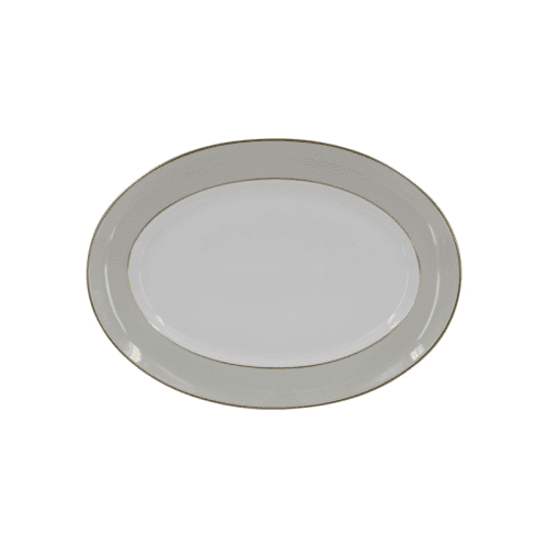 Image showing the Sous Le Soleil Oval Platter, W31 x L42cm, Matt Gold Classic Pearl Grey product.