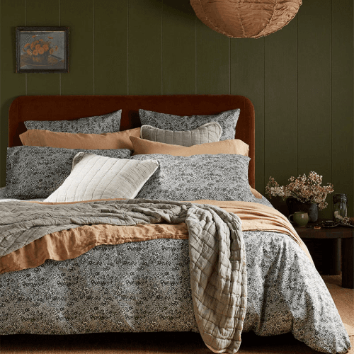 Image showing the Vivienne Cotton Quilted Cushion Cover, 50 x 50cm, Olive Green product.