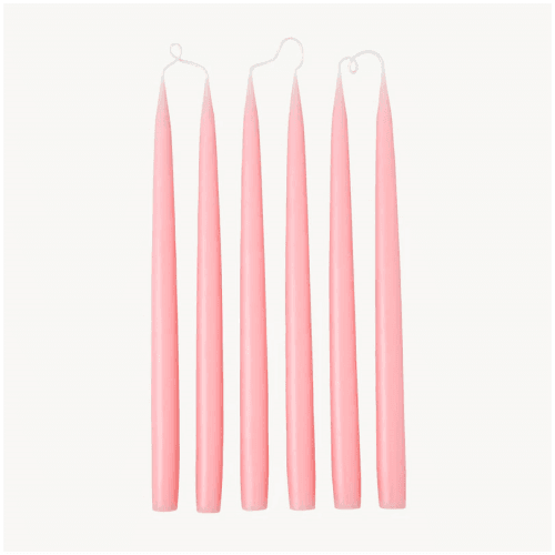 Image showing the Set of 6 Tapered Dinner Candles, H35cm, Candy Pink product.