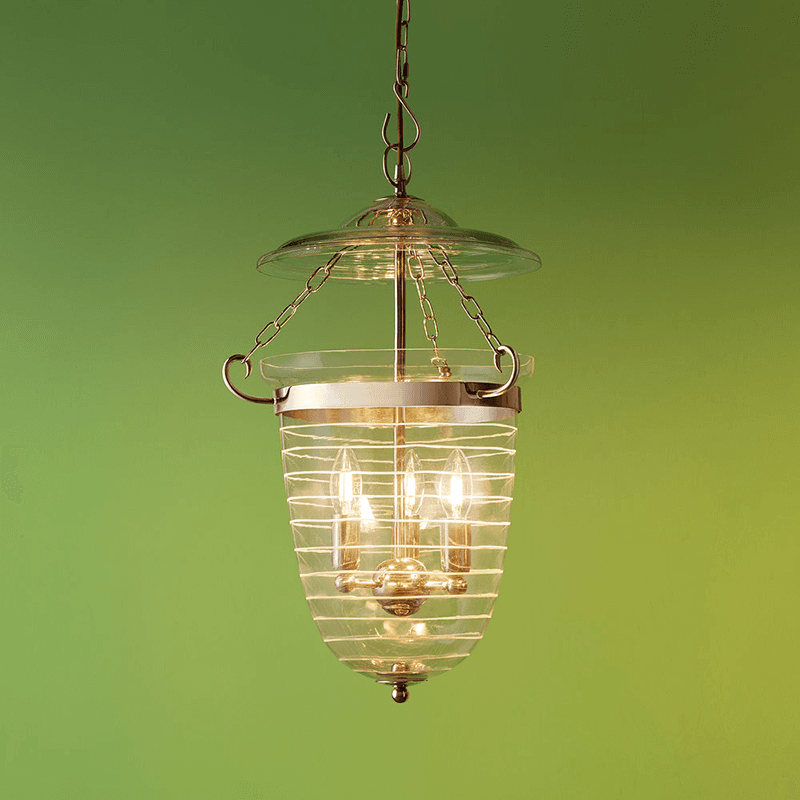 Valerie Etched Glass Pendant, 63 x 36cm, Nickel