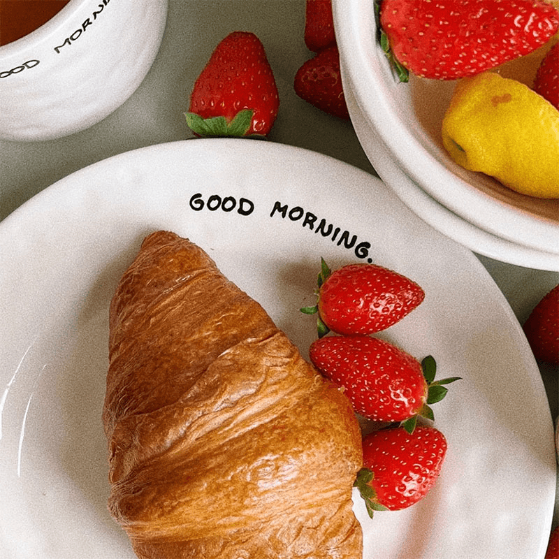 Good Morning Breakfast Plate, D22cm, Black