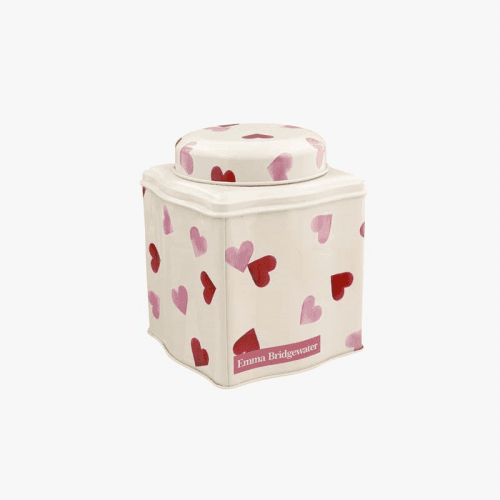 Image showing the Pink Hearts Dome Lid Wavy Caddy, 10cm x 10cm x 11cm product.