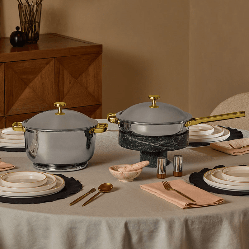Titanium Pro Cookware Duo, Chrome & Gold