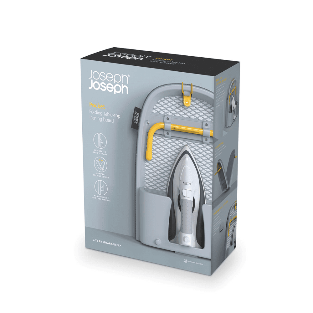 Pocket Folding Table Top Ironing Board Grey/yellow
