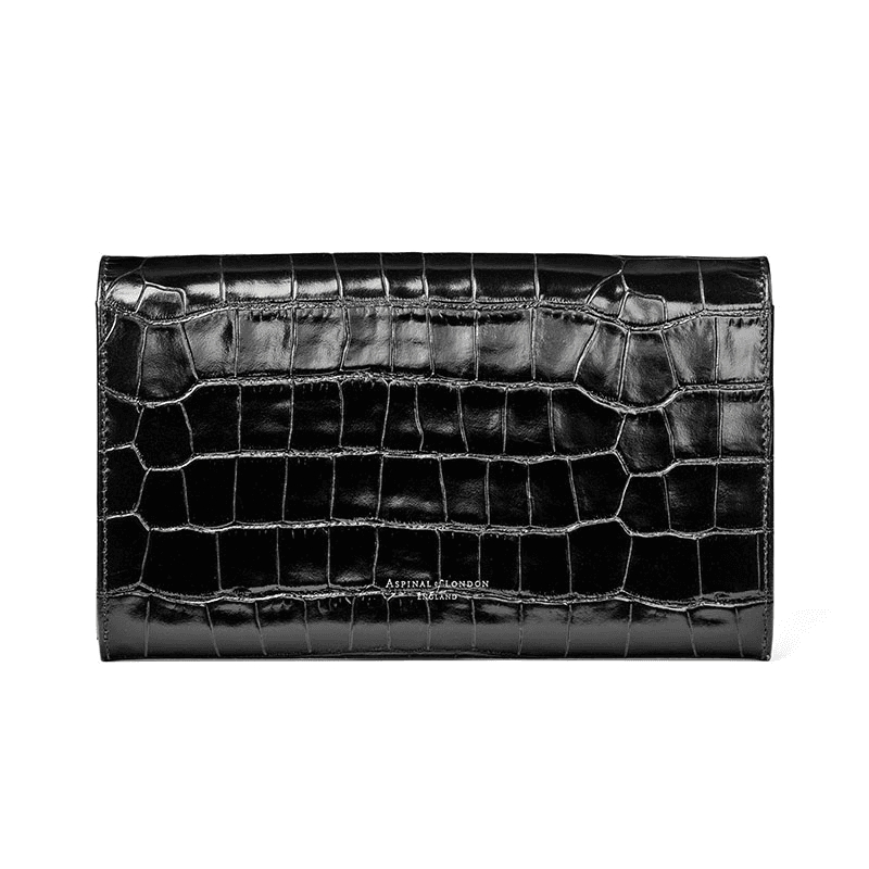 Classic Travel Wallet, L14 x W9.5cm, Black Croc
