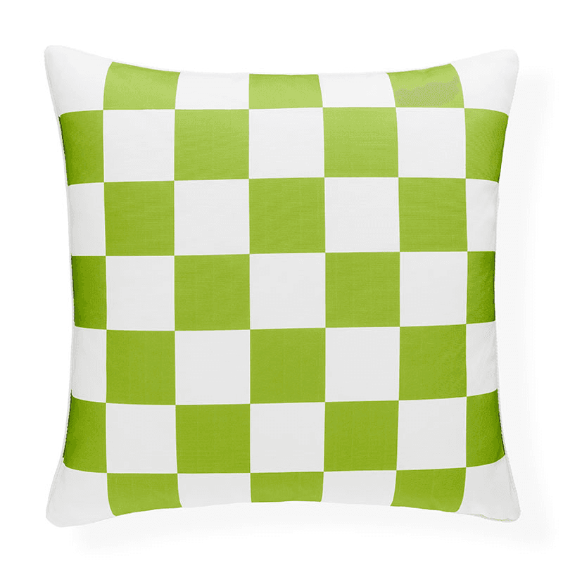 Checkerboard Outdoor Cushion, 51 x 51cm, Blue/Green