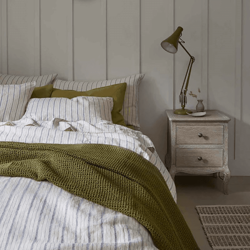 Ticking Stripe Standard  Linen Pillowcase Pair, Dusk Blue