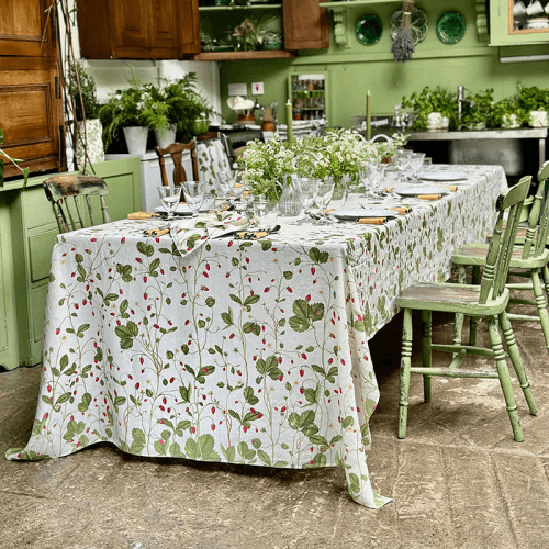 Image showing the Fraise De Bois Linen Tablecloth, 165 x 300cm, Red product.