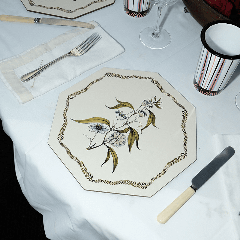 Bell Hutley Table Mat, 28cm x 28cm, Clematis Flower