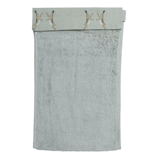 Image showing the Boxing Hares Roller Hand Towel, Duck Egg Grey product.