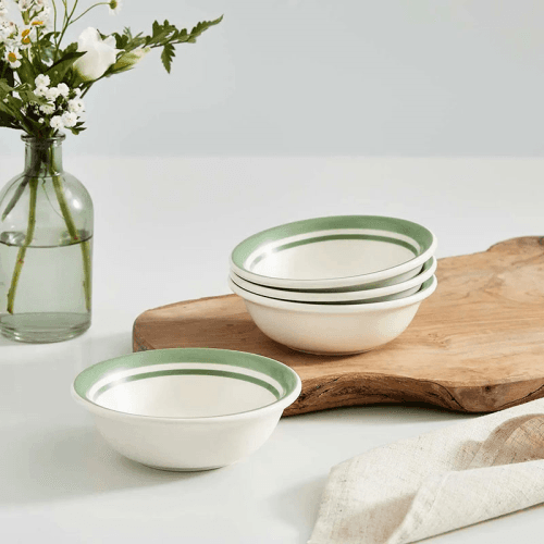 Image showing the Potter's Stripe Set of 4 Bowls, D13cm, Green product.