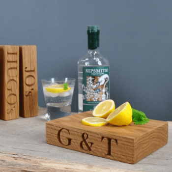 Image showing the Engraved Chopping Board, 'G&T', Oak, Mini, 20 x 15cm product.