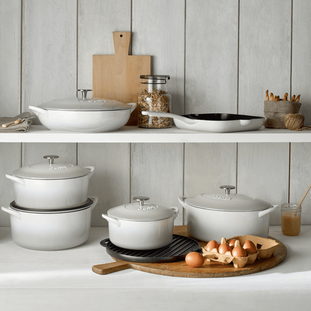 Natural Cast Iron Griddle pan, 47 x 25 x 4cm, Light Grey