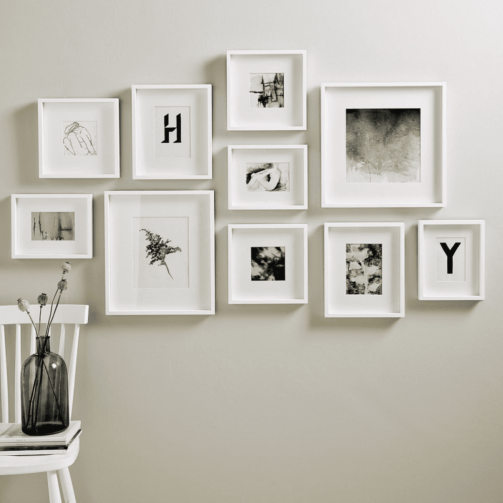 Picture Gallery Large wall photo frame set, White