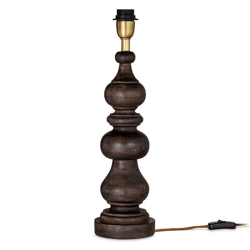 Manua Wood Table Lamp, H50cm, Dark Stain