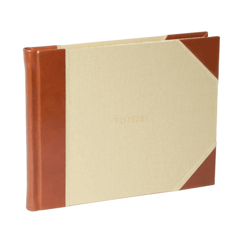 Image showing the Tuscan Range Visitors book, 16 x 21.5cm, Half Bound Leather product.