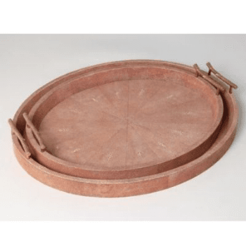 Image showing the Serving Tray, Oval, Coral, Shagreen, Small product.