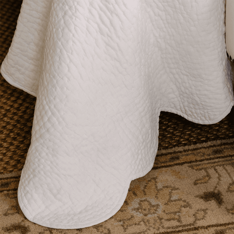 Nina Scalloped Quilted Cotton Bedspread, Double/ King, White