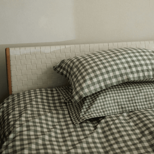 Image showing the Barton Gingham King Size Duvet Cover Set, Forest product.