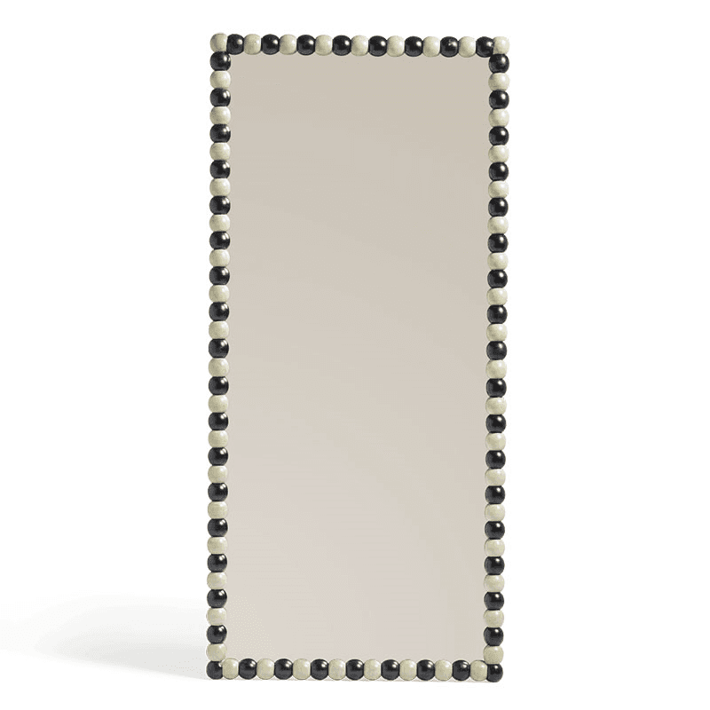 Bobina Floor Standing Mirror, H184 x W85cm, Vellum & Distressed Black