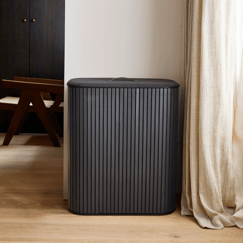 Image showing the Tota Luxe Laundry Basket, 90L, Black product.