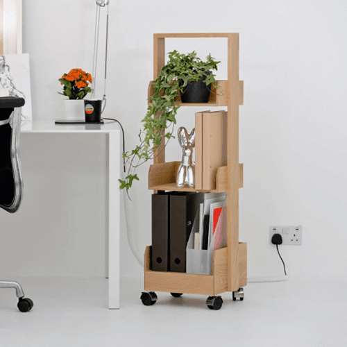 Image showing the Mini Bookie Roller Shelf, Natural Oak product.