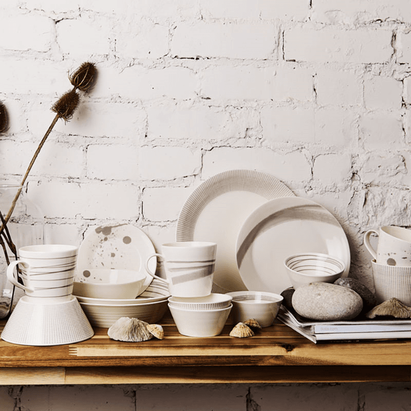Pacific Dots 16 Piece Dinnerware Set, Stone