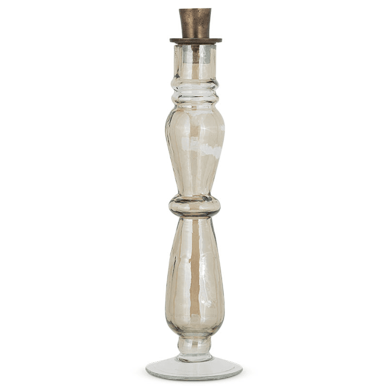 Tharad Recycled Glass Candle Holder, H28cm, Smoke