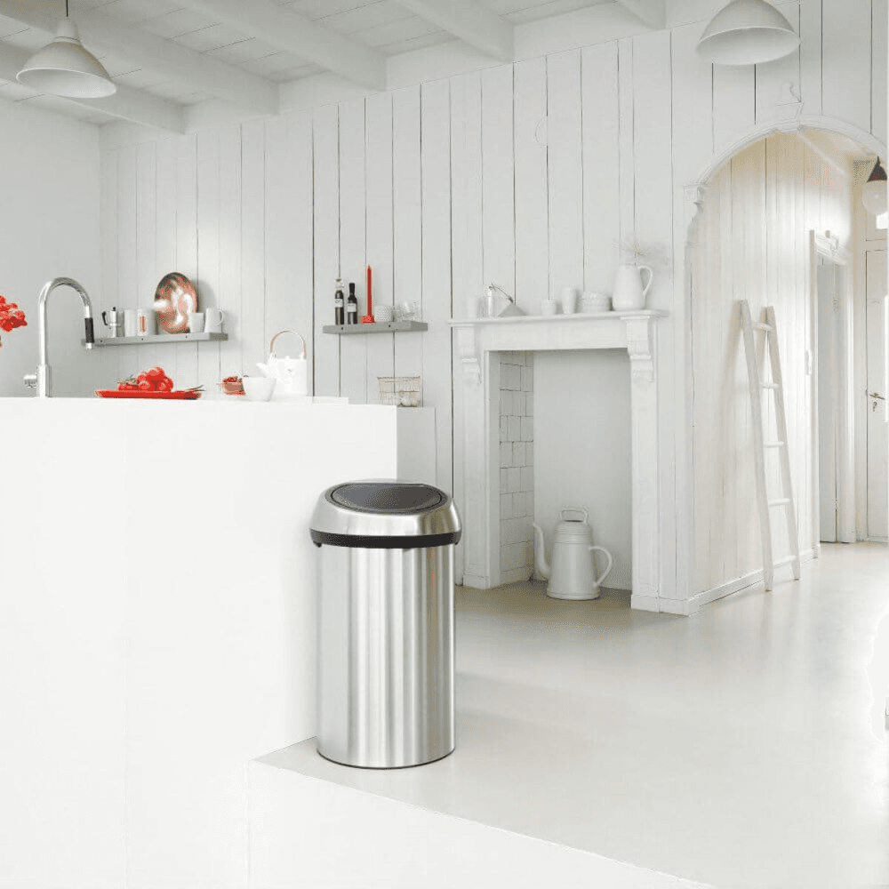 Touch bin, 60 litre, Matt Steel With Matt Steel Lid