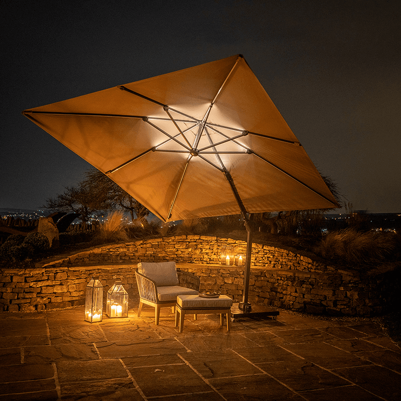 Glow Challenger T2 Sqaure Parasol, 3m, Taupe