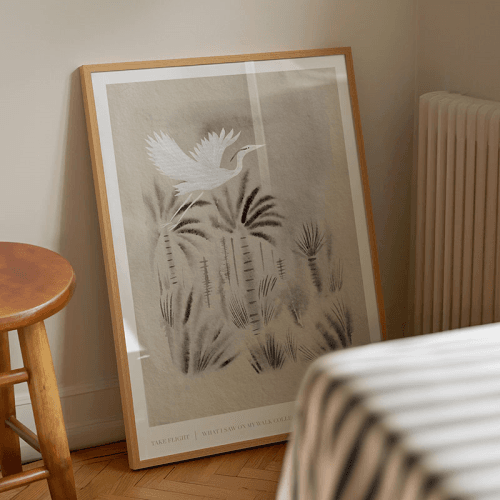 Image showing the Two Birds Recycled Paper Print, A3, Grey product.