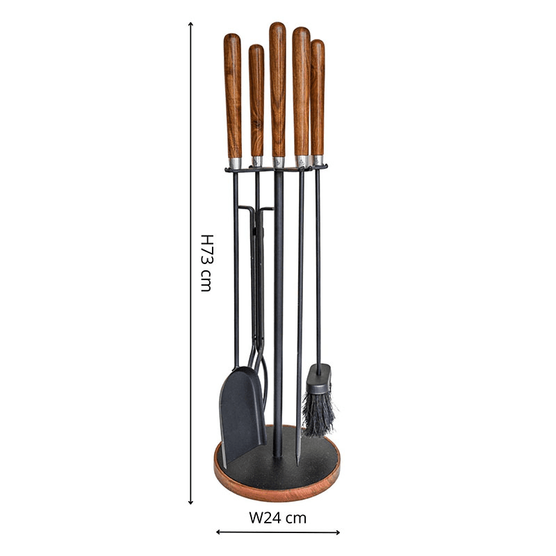 Companion Round Fireside Set, H73cm, Black