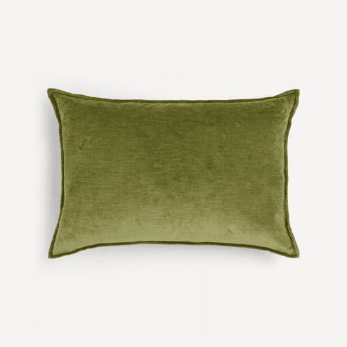 Image showing the Verity Linen Velvet Rectangular Cushion Cover, 45 x 65cm, Moss product.