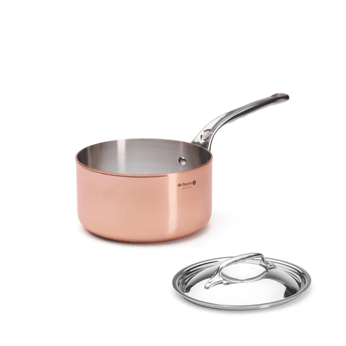 Image showing the Prima Matera Saucepan with Lid, 18cm, Copper product.