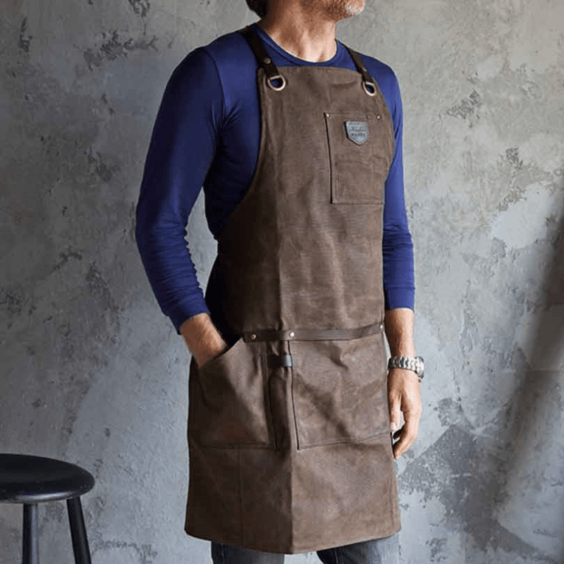 Waxed Canvas Apron, Tobacco Brown