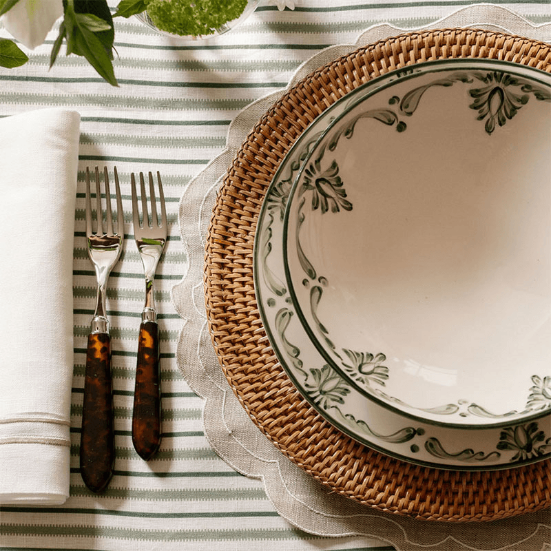 Eleanor Set of 6 Pasta Bowls, 22cm, Forest Green