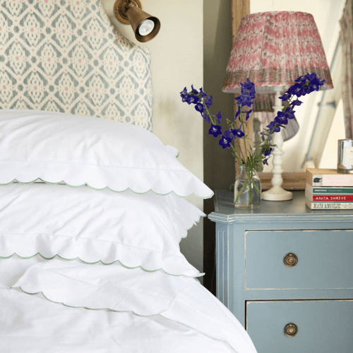 Image showing the Scallop Standard Pillowcase, Sage Green product.