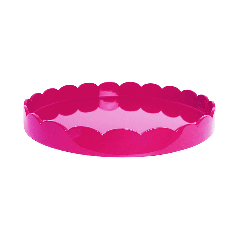 Lacquered Scallop Round Tray D40cm, Watermelon
