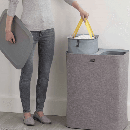 Image showing the Easy-Empty Laundry Basket, 90L, Grey product.