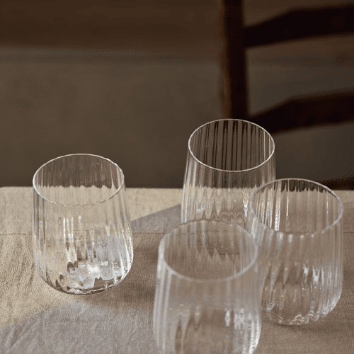 Image showing the Ribbed Set of 4 Ribbed Tumblers, H11cm, Clear product.