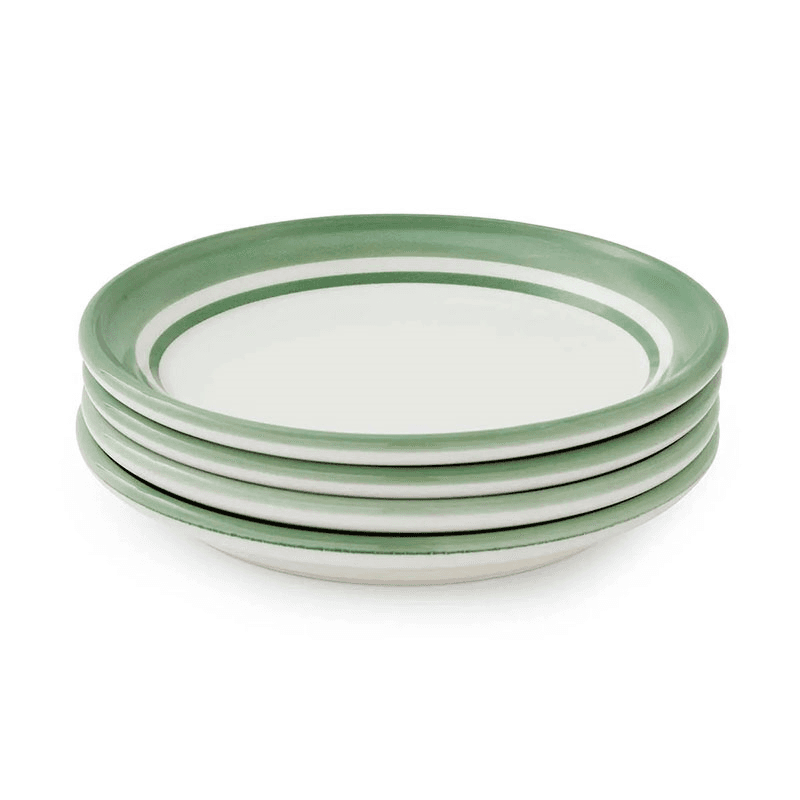 Potter's Stripe Set of 4 Bread Plates, D15cm, Green