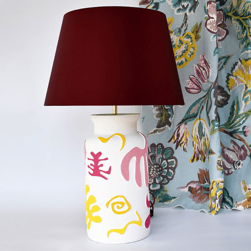 Can Can Table Lamp, H36cm, Pink & Yellow
