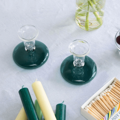Image showing the Pebble Candlestick, H9cm, Teal product.