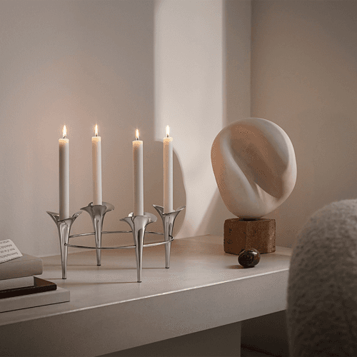 Image showing the Bloom Botanica Candleholder, H15 x W34 cm, Silver product.
