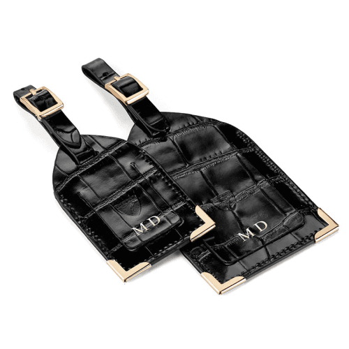 Image showing the Set of 2 Luggage Tags, L12 x W7cm, Black Croc product.