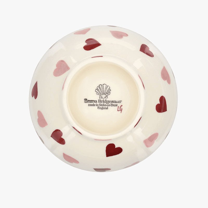 Pink Hearts French Bowl, D13.5cm, Cream