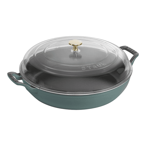 Image showing the Cast Iron Braiser with Glass Lid, 30cm, Eucalyptus product.