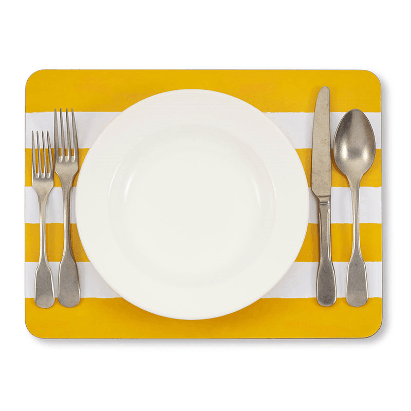 Stripe Rectangle Placemat, 38 x 29 cm, Lemon Yellow