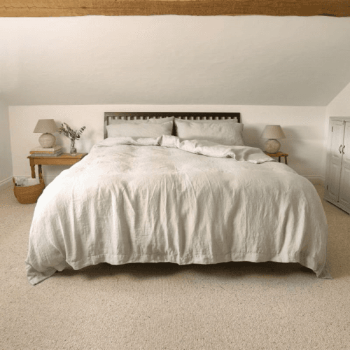 Image showing the Linen King Size Duvet Cover, Dove Grey product.