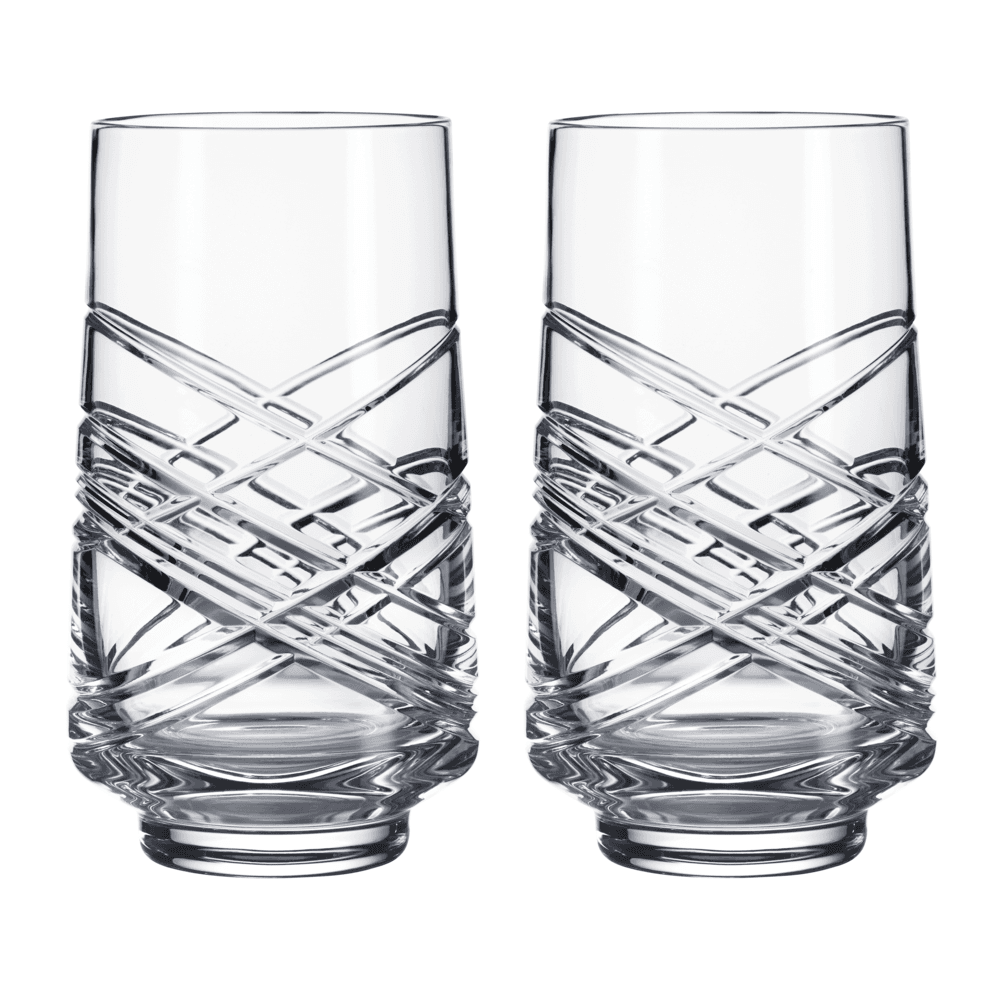 Aran Set of 2 Hi Ball Glasses, 490ml, Clear